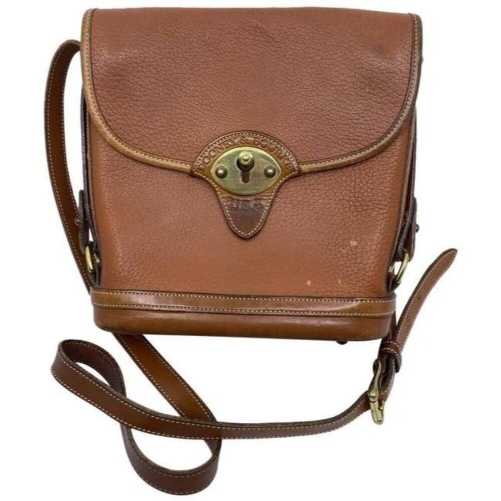 Dooney And Bourke Messenger W Vintage Unique W Feat Brown Leather Cross … - Picture 1 of 8